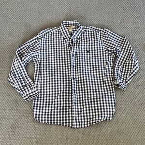 Men's Blue and White Checkered Button Down Shirt